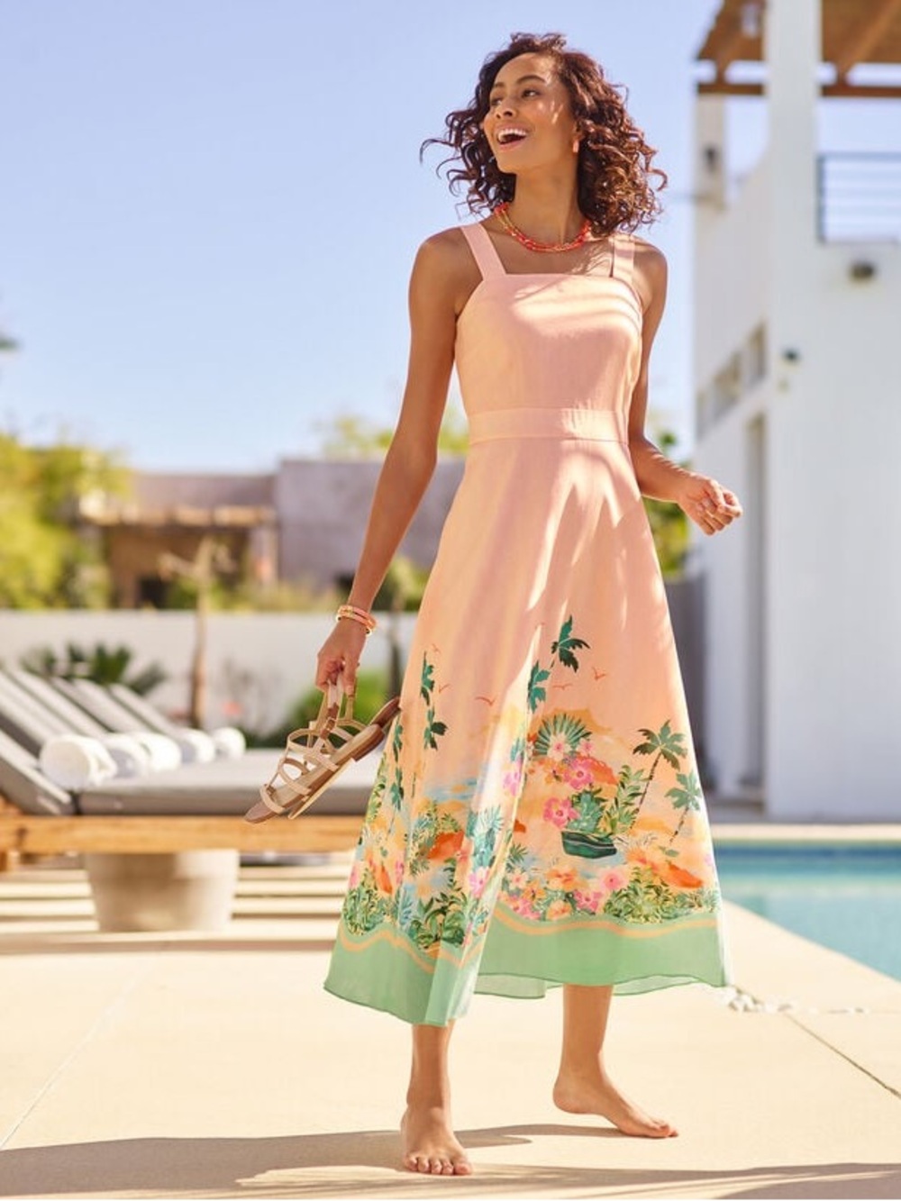 Talbots linen maxi dress in sunset horizon